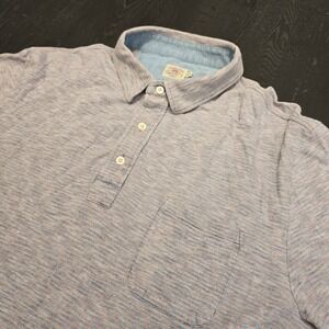 Faherty Brand Mens XL Indigo Dyed Striped Polo Shirt Short Sleeve‎ MKC0033-DKN
